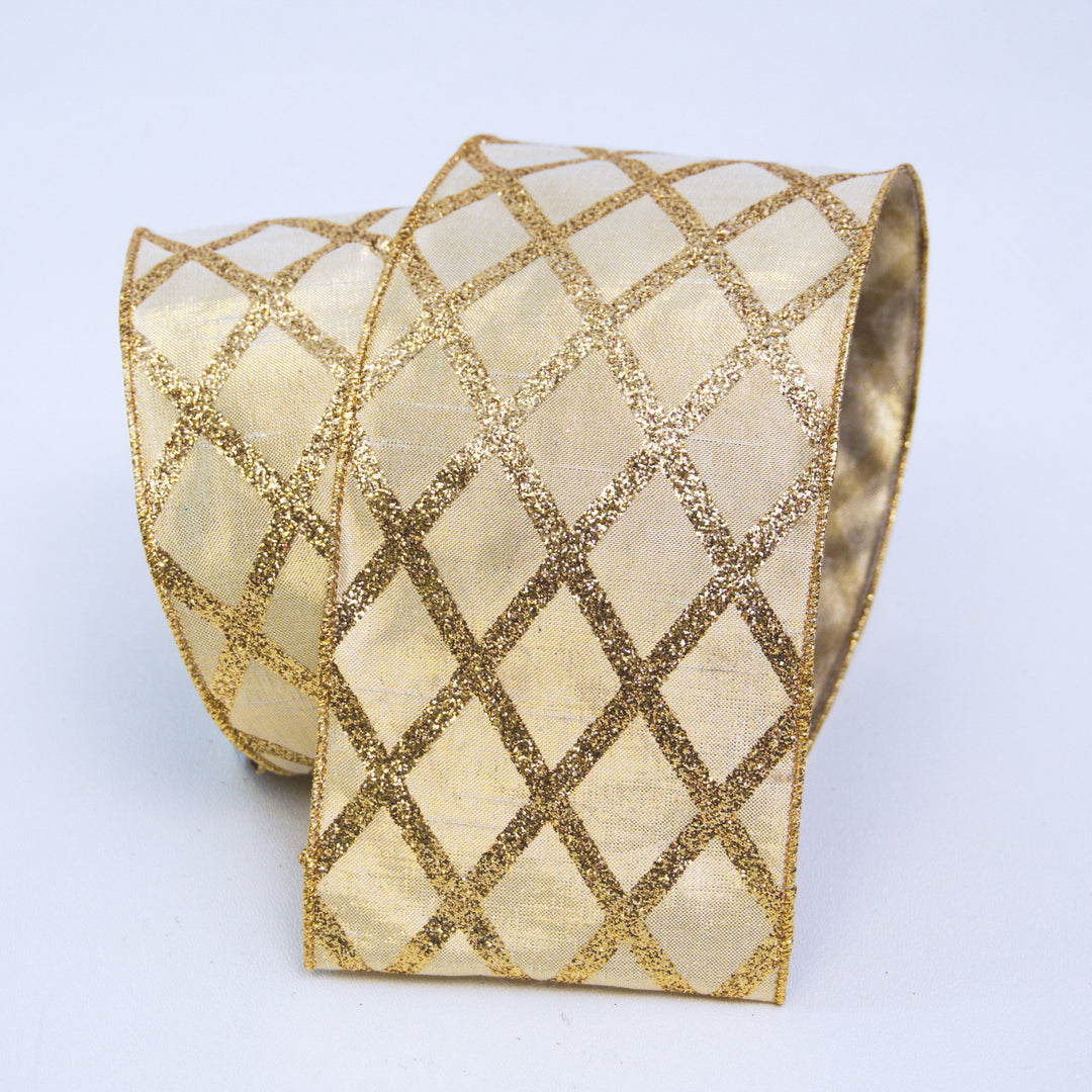 Farrisilk LUXURY 4 x 10 YD Gold Metallic Dupioni Lattice Wired Ribbon –  DecoratorCrafts