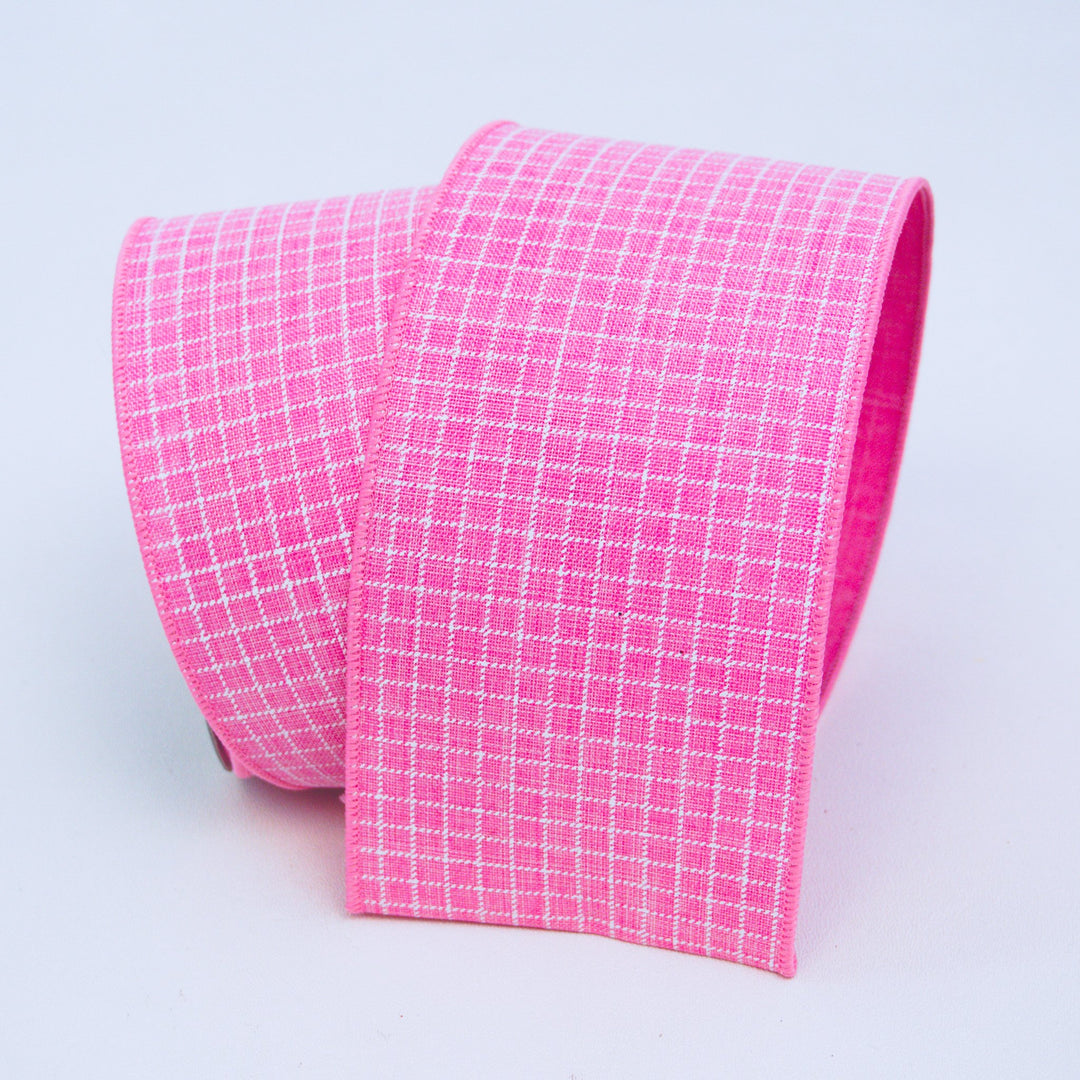 LUXURY 4" X 10 YD  Pink Gingham Wired Ribbon