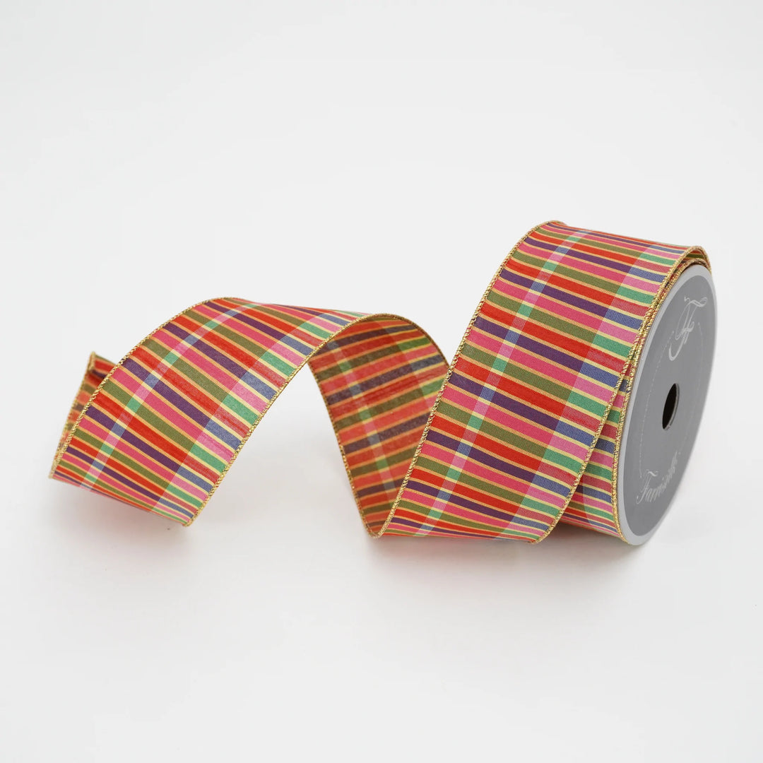 Farrisilk 2.5" X 10 YD Cambridge Stripes Wired Ribbon