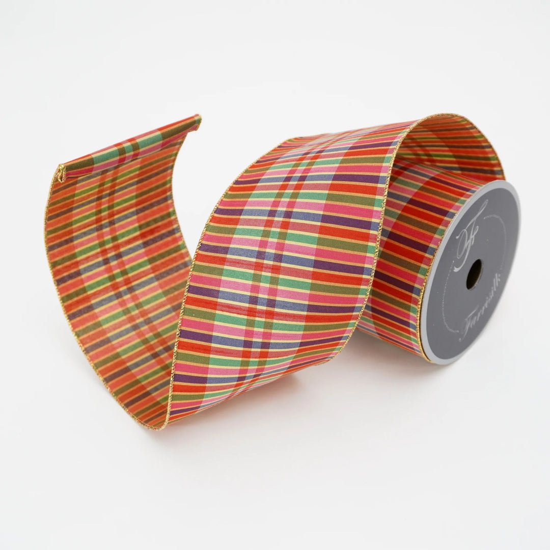Farrisilk 4" X 10 YD Cambridge Stripes Wired Ribbon