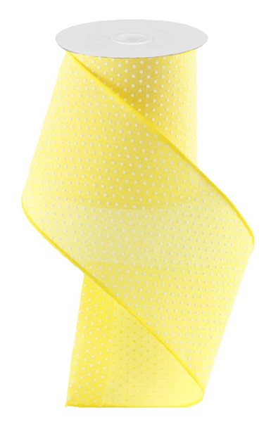 4" X 10Yd Raised Swiss Dots On Royal- Yellow/White Wired Ribbon