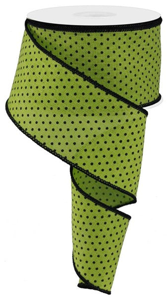2.5" X 10 YD Raised Swiss Dots on Royal Wired Ribbon in Lime Green/Black
