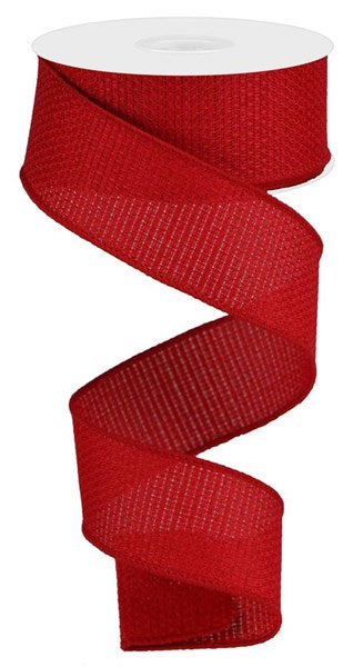 1.5" X 10 YD Red Burlap Wired Ribbon
