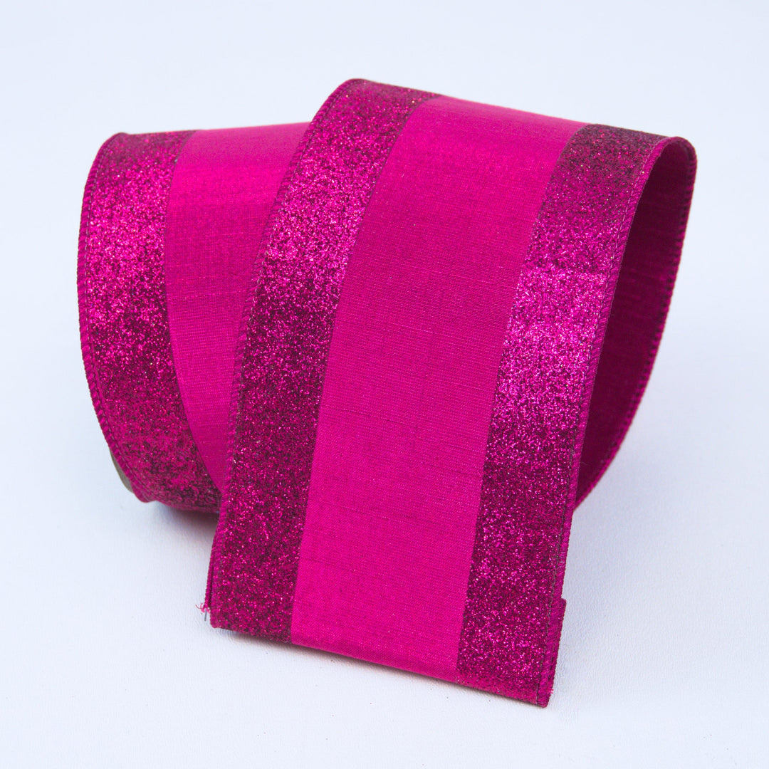 Pink Glitter Candy WIRED Designer Ribbon, 4 Inch by 10 Yards