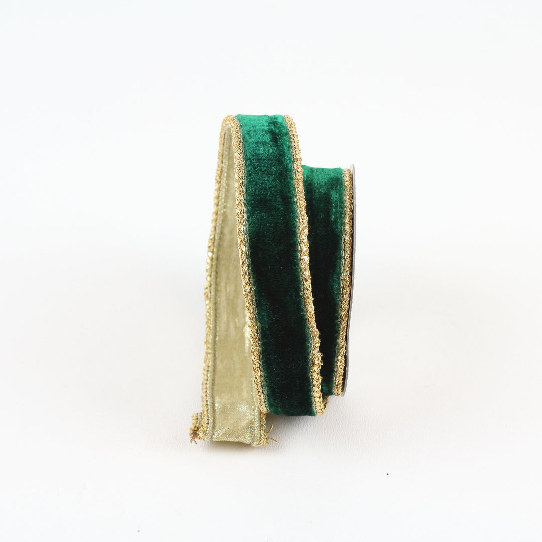 Farrisilk LUXURY 1" x 10 YD Emerald Green Royal Velvet Wired Ribbon