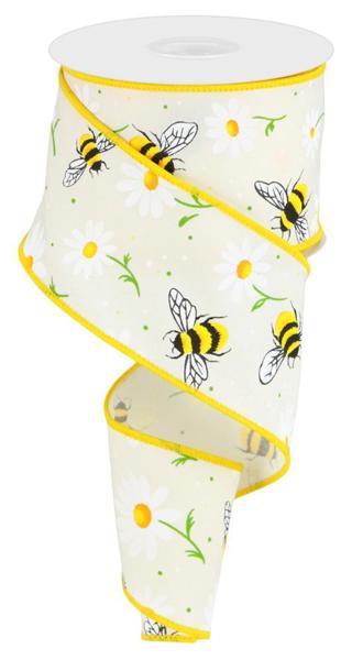 2.5 x 10 YD  Bumble Bee/Daisy Wired Ribbon
