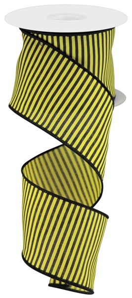 2.5" x 100 Feet YD Horizontal Thin Stripes Wired Ribbon in Yellow/Black
