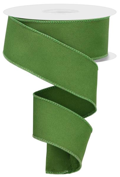1.5"X 10 YD Diagonal Weave Wired Ribbon in Moss Green