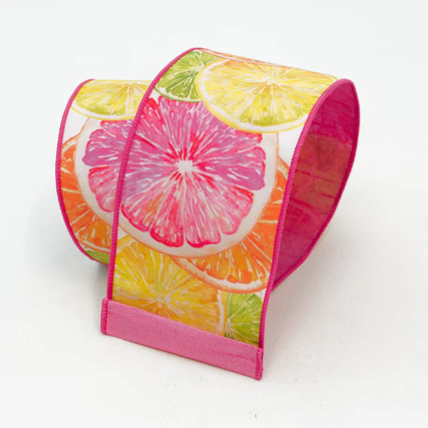 Farrisilk 4" x 10 YD Vibrant Citrus Wired Ribbon