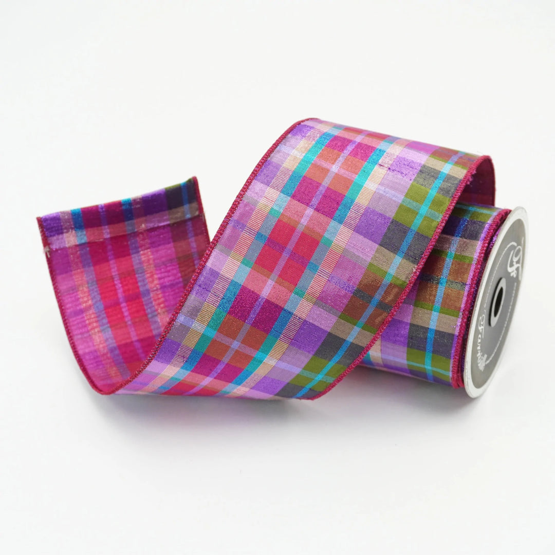 Wired Fuchsia Plaid Ribbon from American Ribbon Manufacturers
