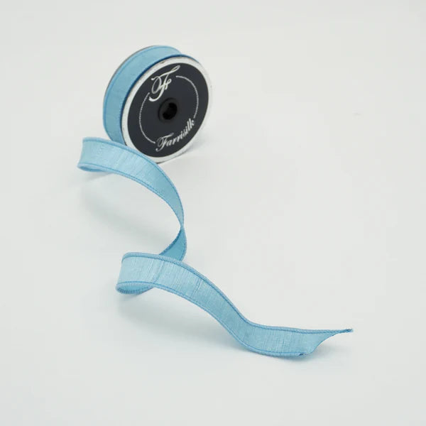 Farrisilk 1" x 10 YD Light Blue Shabby Silk Wired Ribbon