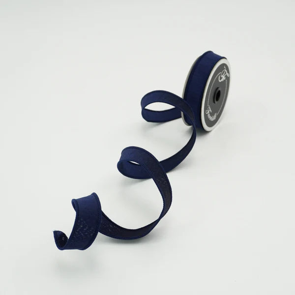 Farrisilk 1" x 10 YD Navy Blue Shabby Silk Wired Ribbon