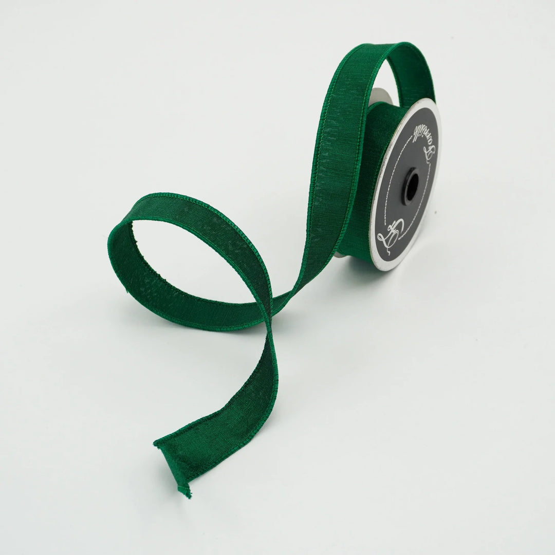 Farrisilk 1" x 10 YD Emerald Shabby Silk Wired Ribbon
