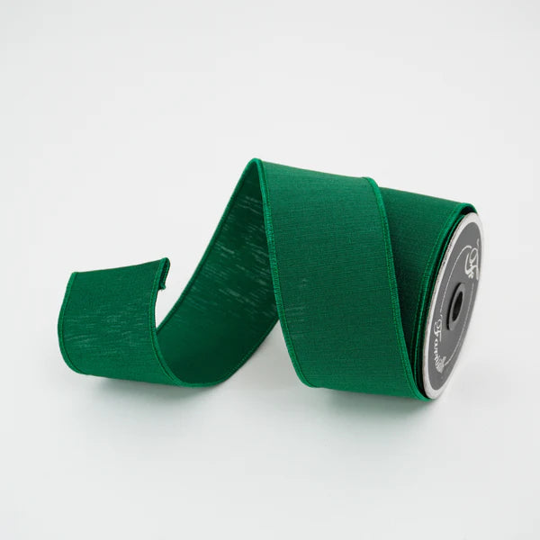 Farrisilk 2.5" x 10 YD Emerald Green Shabby Silk Wired Ribbon