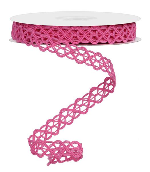 5/8" x 10 YD Open Weave Trim Wired Ribbon in Hot Pink