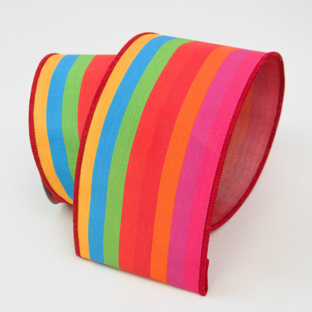 Farrisilk 4" x 10 YD Velvet Stripes Wired Ribbon in Multi