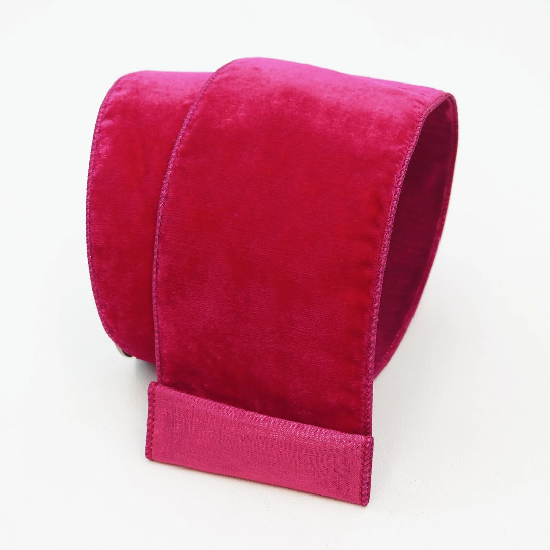 Farrisilk 4" x 10 YD Hot Pink Velvet Luster Wired Ribbon