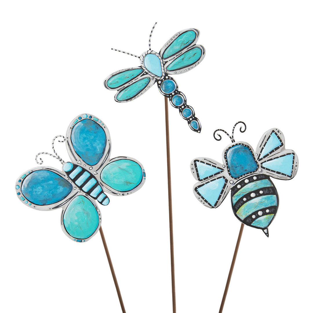 Round Top Collection 7" Metal Turquoise Bugs - set of 3