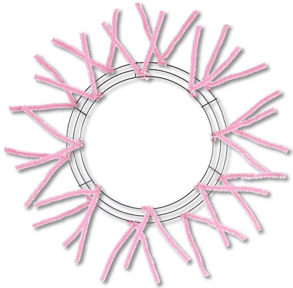 15"Wire,25"Oad-Pencil Work- Wreath Frame X18 Ties, Pink