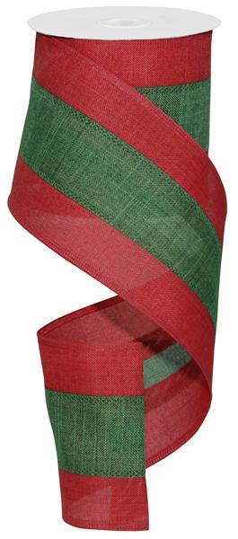 4"X10Yd 3 Color 3 In 1 Royal Burlap- Red/Emerald Green Wired Ribbon