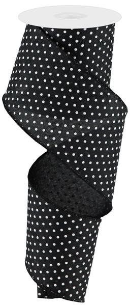 2.5"X10Yd Raised Swiss Dots On Royal- Black/White Wired Ribbon