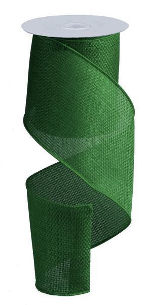 4"X10Yd Cross Royal Burlap- Emerald Green Wired Ribbon
